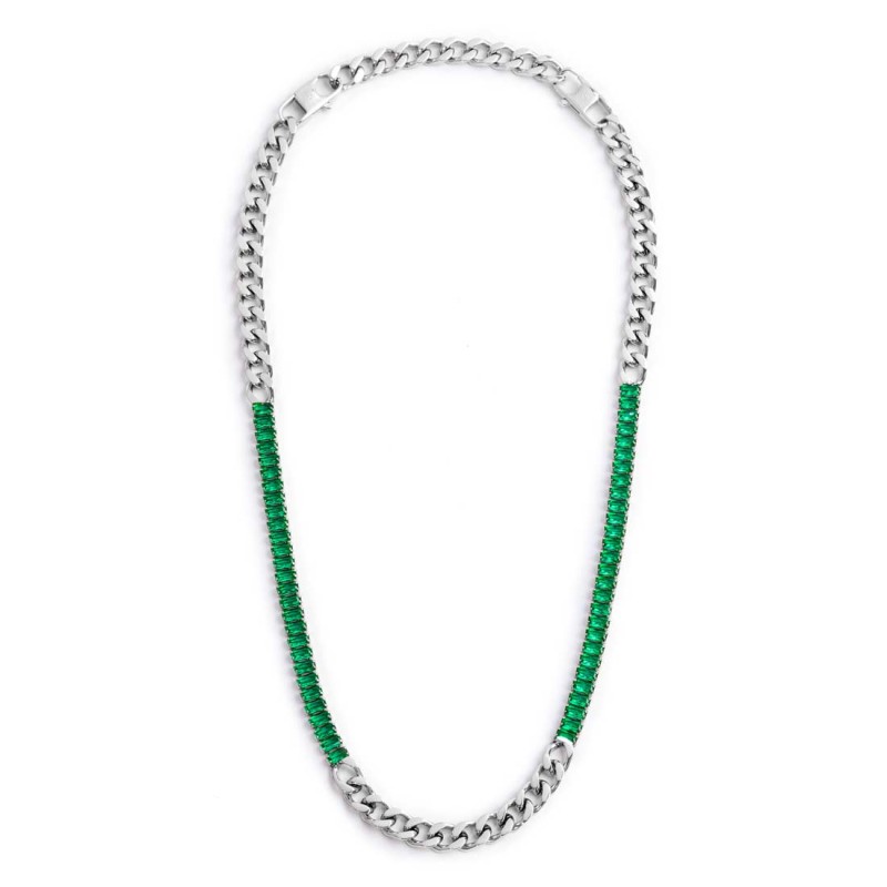 Collana catena grumetta con tennis cristalli baguette Marlù Gioielli