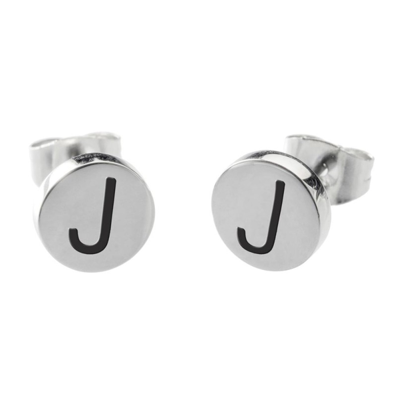 Orecchini a lobo con lettera smaltata