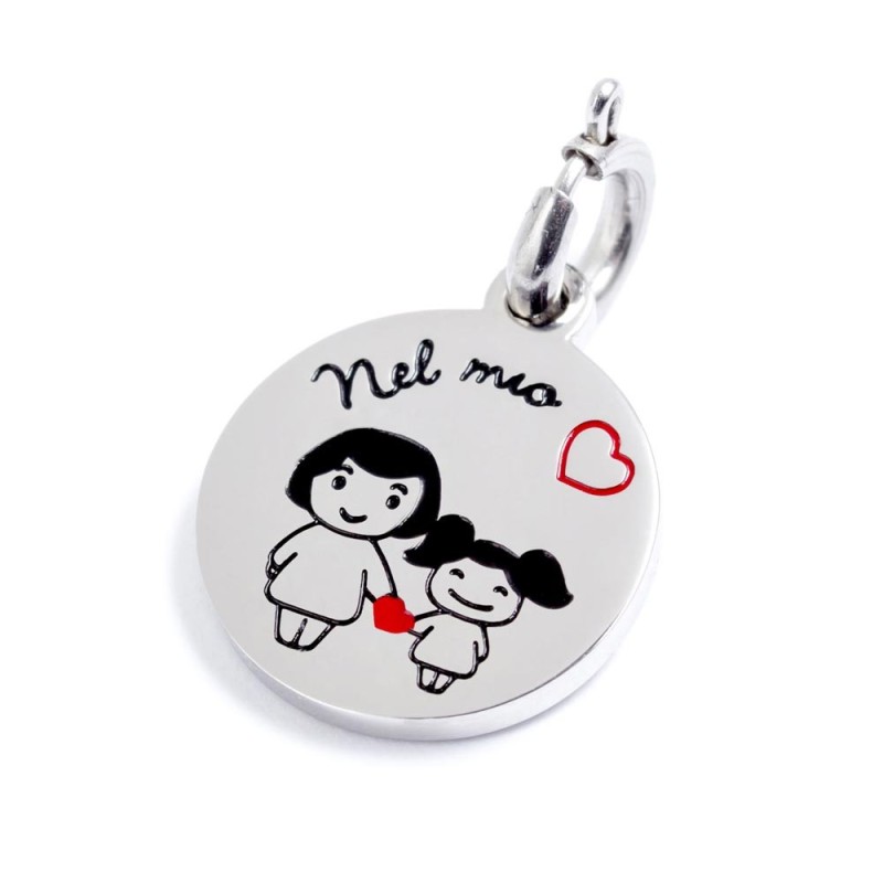 S.STEEL CHARM S.Steel roud charm with mom and daughter. Accessories: CHI0087-7, BAR0014 S.STEEL CHARM S.Steel roud charm with mom and daughter. Accessories: CHI0087-7, BAR0014