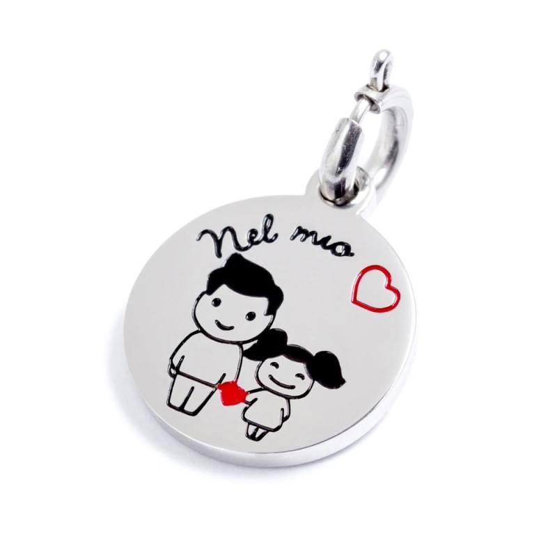 S.STEEL CHARM S.Steel roud charm with dad and daughter. Accessories: CHI0087-7, BAR0014