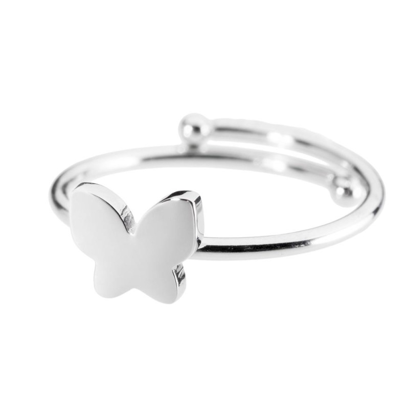 Anello in acciaio con farfalla Anello in acciaio con farfalla