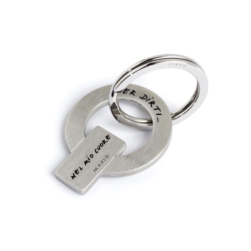 S.STEEL KEY RING S.Steel keyring, mat finishing with black enamel writting :"Per dirti ...che ti voglio bene"Diameter 3.2CM. S.STEEL KEY RING S.Steel keyring, mat finishing with black enamel writting :"Per dirti ...che ti voglio bene"Diameter 3.2CM.
