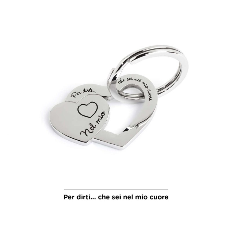 S.STEEL KEYRING WITH HEART S.Steel shape of heart keyring with heart and lettering "Per dirti ... che sei nel mio cuore"Nmc 12 S.STEEL KEYRING WITH HEART S.Steel shape of heart keyring with heart and lettering "Per dirti ... che sei nel mio cuore"Nmc 12