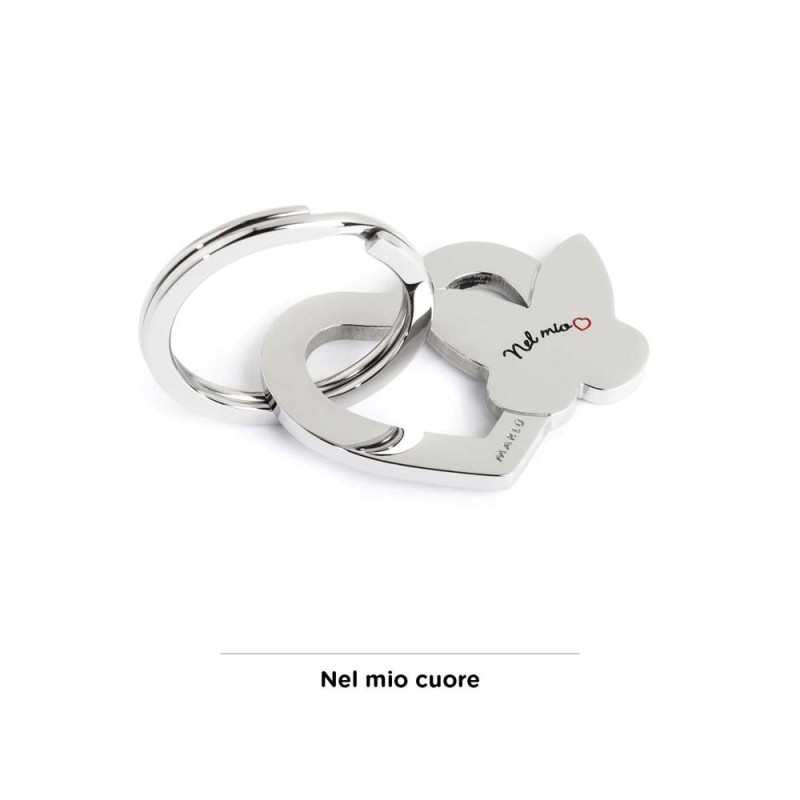 S.STEEL KEYRING WITH BUTTERFLY S.Steel shape of heart keyring with butterfly and writing "Per dirti ... che sei la mia migliore S.STEEL KEYRING WITH BUTTERFLY S.Steel shape of heart keyring with butterfly and writing "Per dirti ... che sei la mia migliore