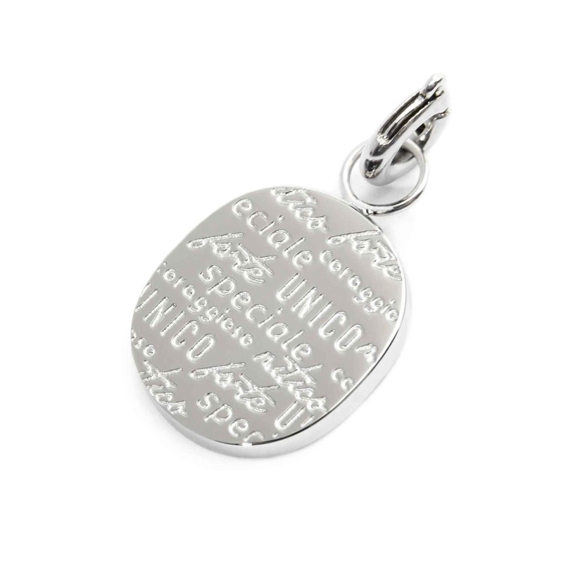 S.STEEL CHARM AMICO Polished s.steel charm size 12*10,70 mm, 1,40 mm thickness, on the top welded ring with 4 mm diameter. On th S.STEEL CHARM AMICO Polished s.steel charm size 12*10,70 mm, 1,40 mm thickness, on the top welded ring with 4 mm diameter. On th