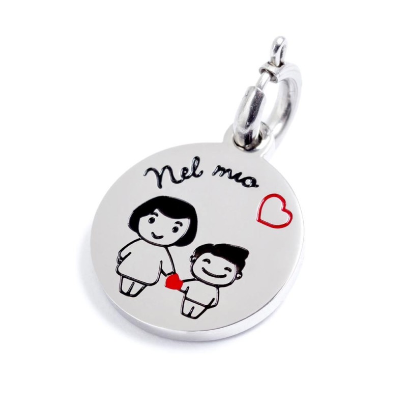 S.STEEL CHARM S.Steel roud charm with mom and son. Accessories: CHI0087-7, BAR0014 S.STEEL CHARM S.Steel roud charm with mom and son. Accessories: CHI0087-7, BAR0014