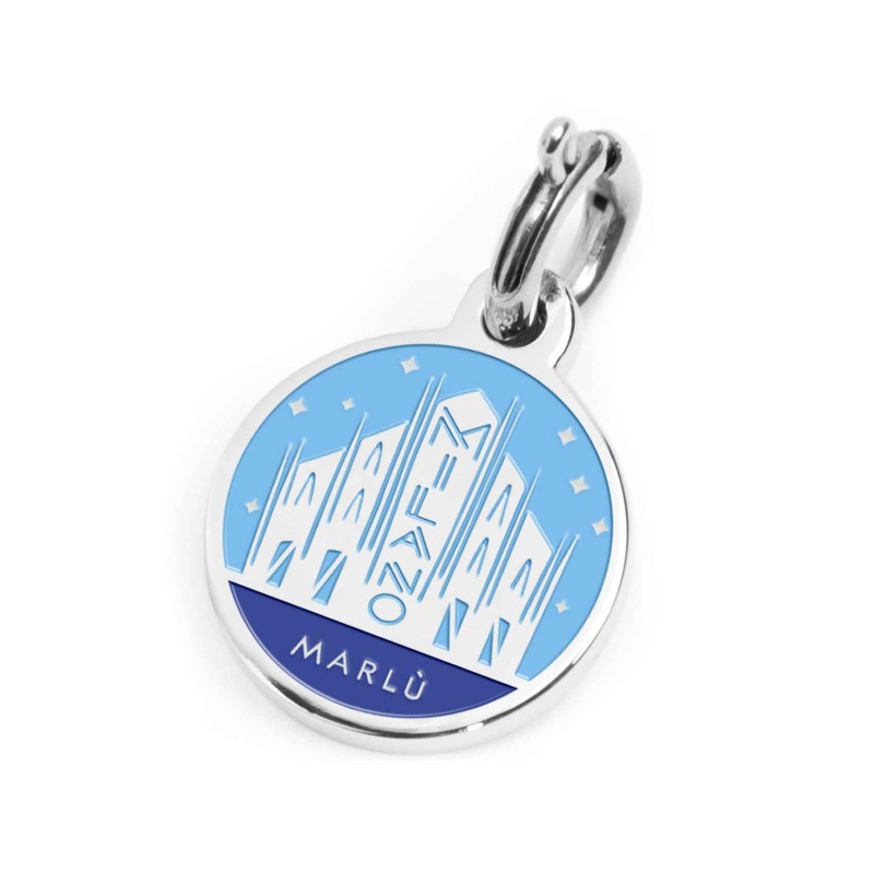 S.STEEL CHARM MILANO S.steel charm with Milano city's symbols image, with 14 mm diameter. On the front side the background is in S.STEEL CHARM MILANO S.steel charm with Milano city's symbols image, with 14 mm diameter. On the front side the background is in