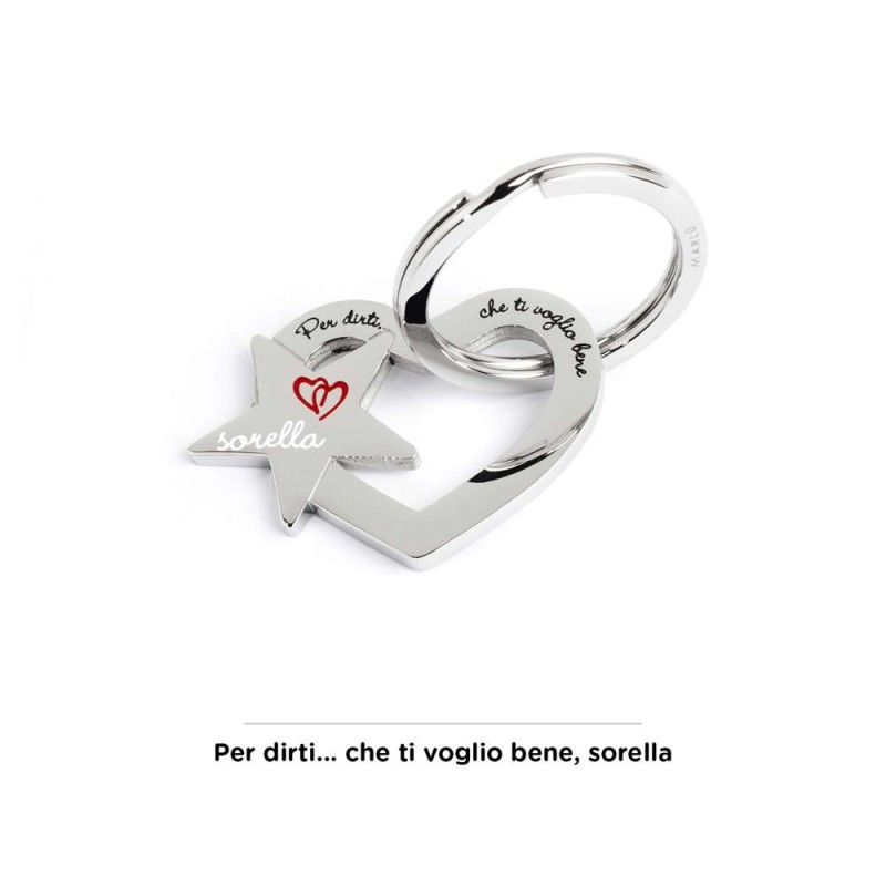 S.STEEL KEYRING WITH STAR S.Steel shape of heart keyring with star writing "Per dirti...che ti voglio bene"Nmc 12 Collection S.STEEL KEYRING WITH STAR S.Steel shape of heart keyring with star writing "Per dirti...che ti voglio bene"Nmc 12 Collection