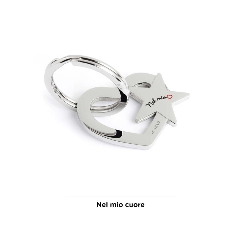 S.STEEL KEYRING WITH STAR S.Steel shape of heart keyring with star writing "Per dirti...che ti voglio bene"Nmc 12 Collection S.STEEL KEYRING WITH STAR S.Steel shape of heart keyring with star writing "Per dirti...che ti voglio bene"Nmc 12 Collection