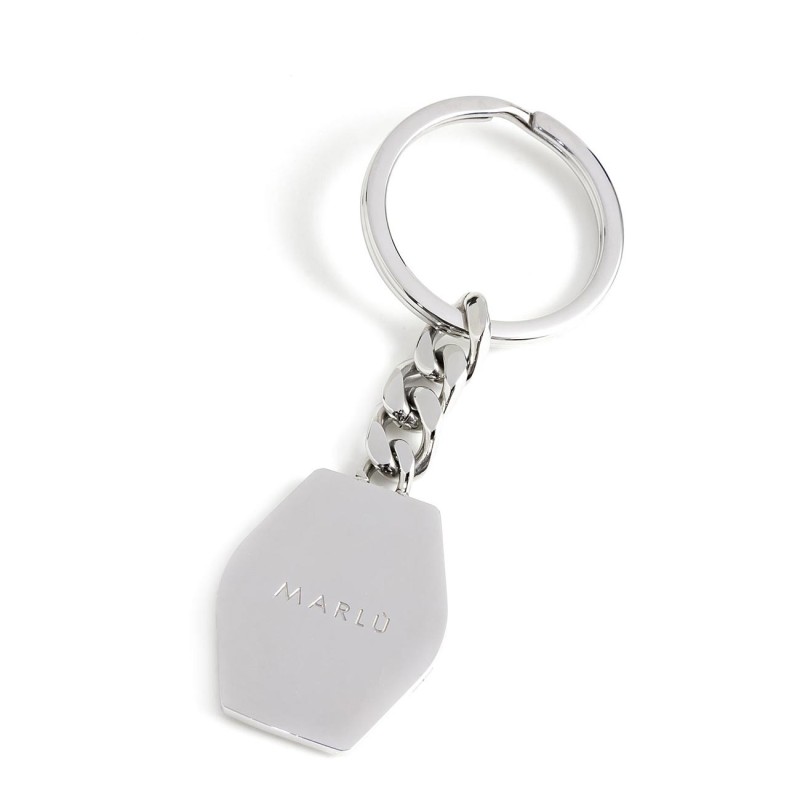 S.S. HESAGONAL KEYRING GRAZIE INFINITE S.steel keyring 30*24 mm, the pendant is hexagonal element where is weld a round medal, o S.S. HESAGONAL KEYRING GRAZIE INFINITE S.steel keyring 30*24 mm, the pendant is hexagonal element where is weld a round medal, o