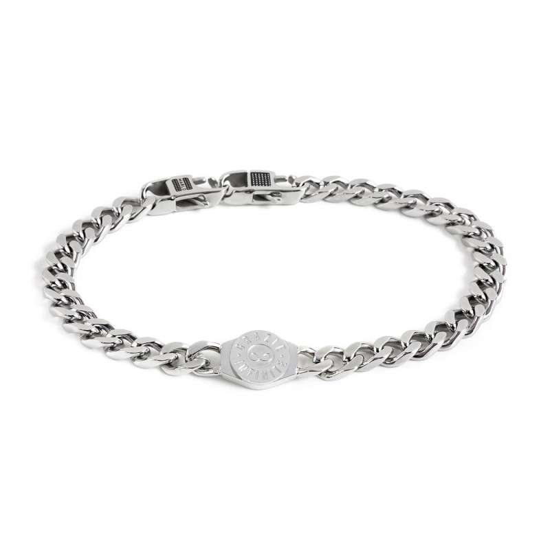 S.S. HESAGONAL BRACELET GRAZIE INFINITE S.steel hexagonal bracelet with curb chain, on hexagonal element, 13 mm size, is welded S.S. HESAGONAL BRACELET GRAZIE INFINITE S.steel hexagonal bracelet with curb chain, on hexagonal element, 13 mm size, is welded