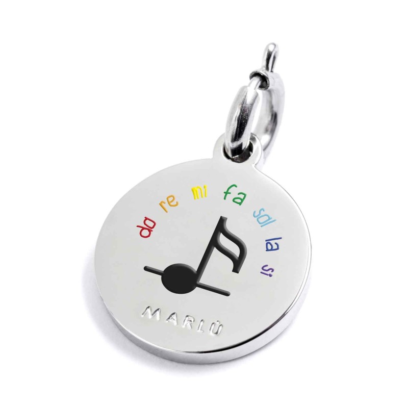 S.STEEL CHARM AREZZO S.steel round charm with Arezzo city's symbols image, 14 mm diameter. On the front side lettering in black S.STEEL CHARM AREZZO S.steel round charm with Arezzo city's symbols image, 14 mm diameter. On the front side lettering in black