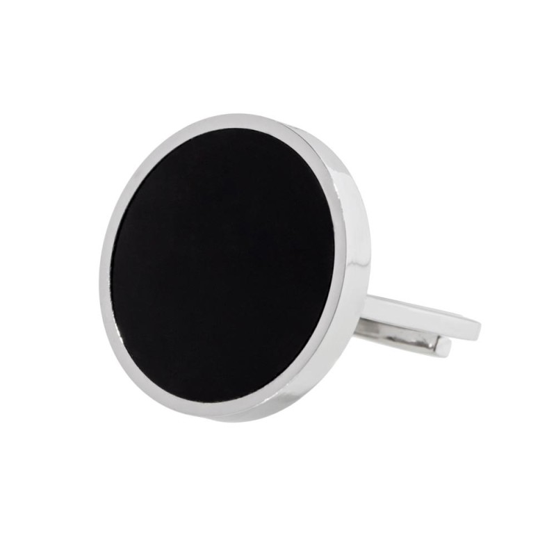 ANELLO ACCIAIO CON ACRILICO NERO ANELLO ACCIAIO CON ACRILICO NERO