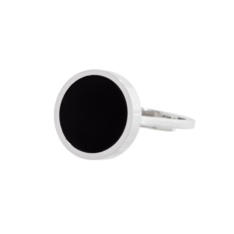 ANELLO ACCIAIO CON ACRILICO NERO ANELLO ACCIAIO CON ACRILICO NERO