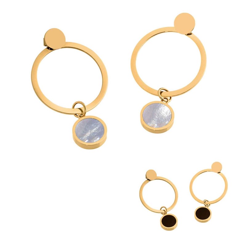 Orecchini a lobo con acrilico e madreperla