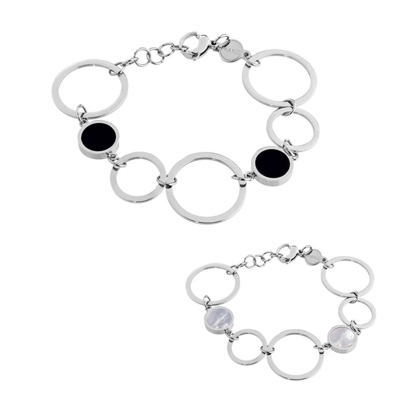 BRACCIALE CERCHI ACRILICO E MADREPERLA BRACCIALE CERCHI ACRILICO E MADREPERLA