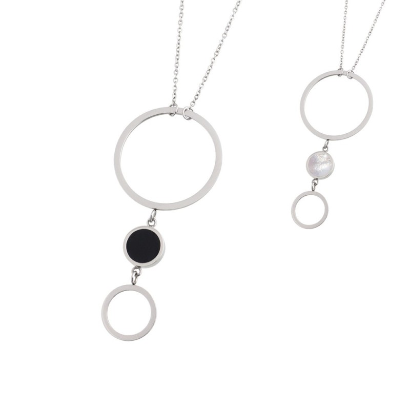 COLLANA CERCHI ACRICLICO E MADREPERLA COLLANA CERCHI ACRICLICO E MADREPERLA