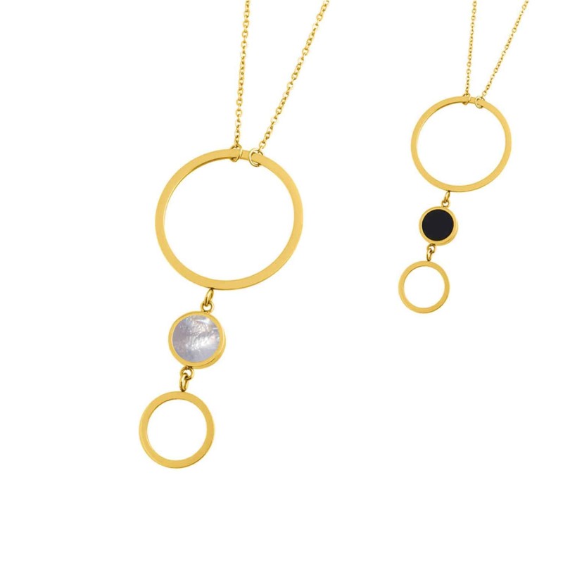 Collana con cerchio acrilico e madreperla Collana con cerchio acrilico e madreperla
