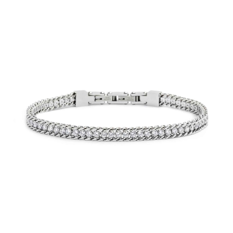 Bracciale tennis 2,5mm con catena grumetta Bracciale tennis 2,5mm con catena grumetta
