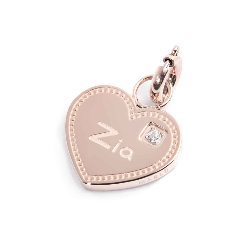 Charm cuore zia con zircone
