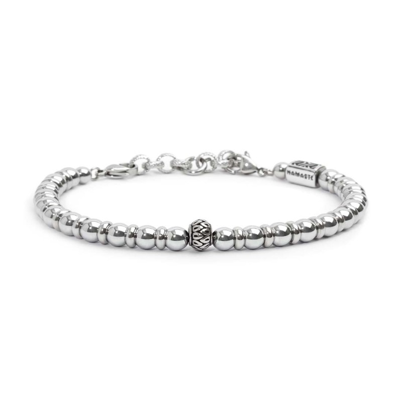 S.STEEL BR HEMATITE 6MM S.Steel bracelet with polished hematite spheres 6 mm diameter, alternated with polished s.steel beads 2* S.STEEL BR HEMATITE 6MM S.Steel bracelet with polished hematite spheres 6 mm diameter, alternated with polished s.steel beads 2*