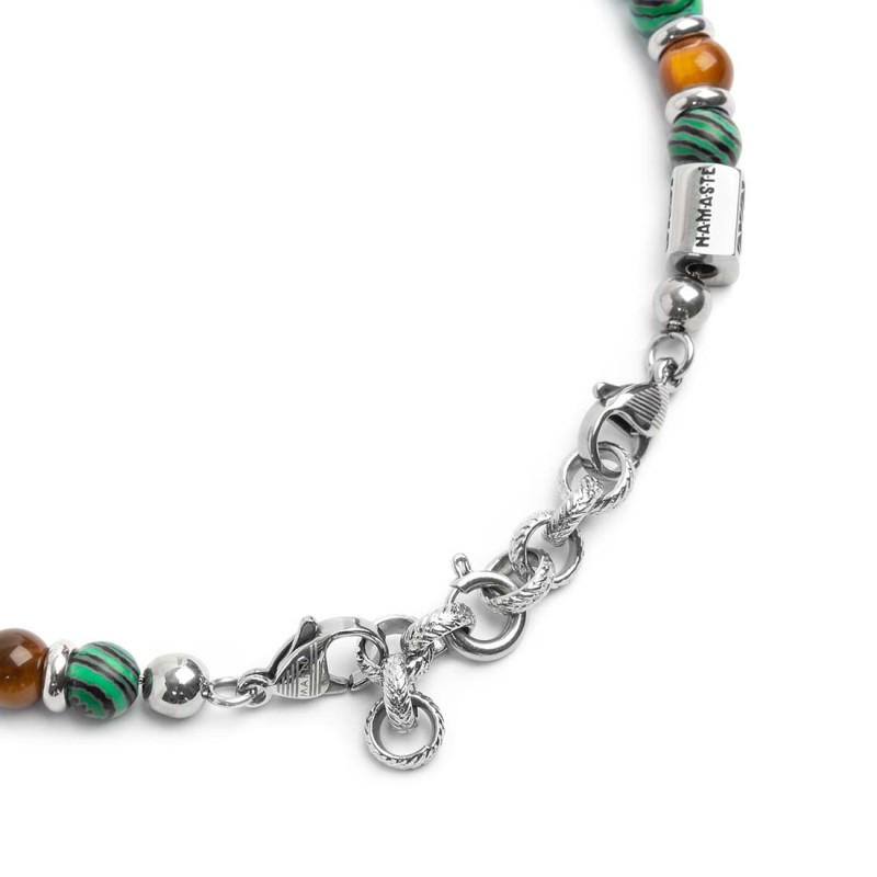 Bracciale malachite e occhio di tigre 6mm Bracciale malachite e occhio di tigre 6mm