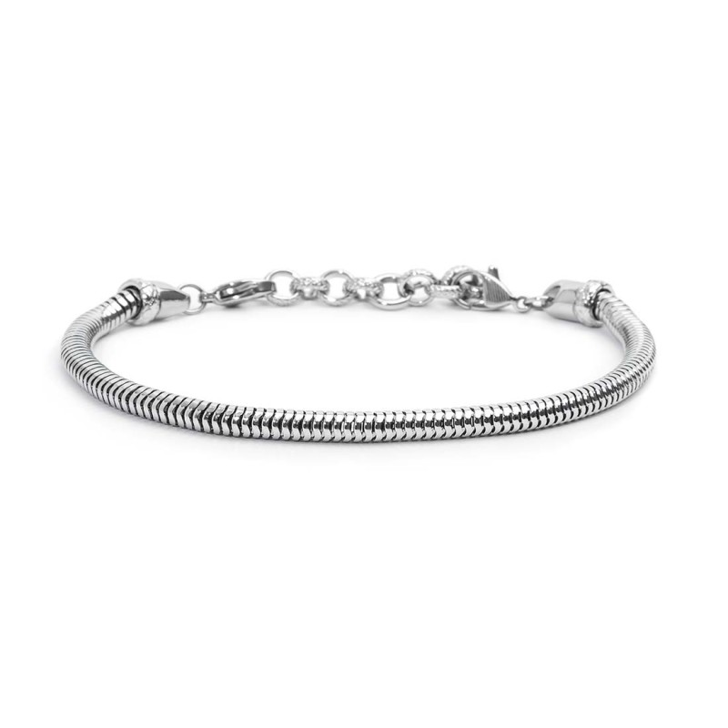 S.STEEL BR ROUND SNAKE CHAIN S.Steel bracelet with round snake chain 4,20 mm diameter, with polished s.steel beads with texture