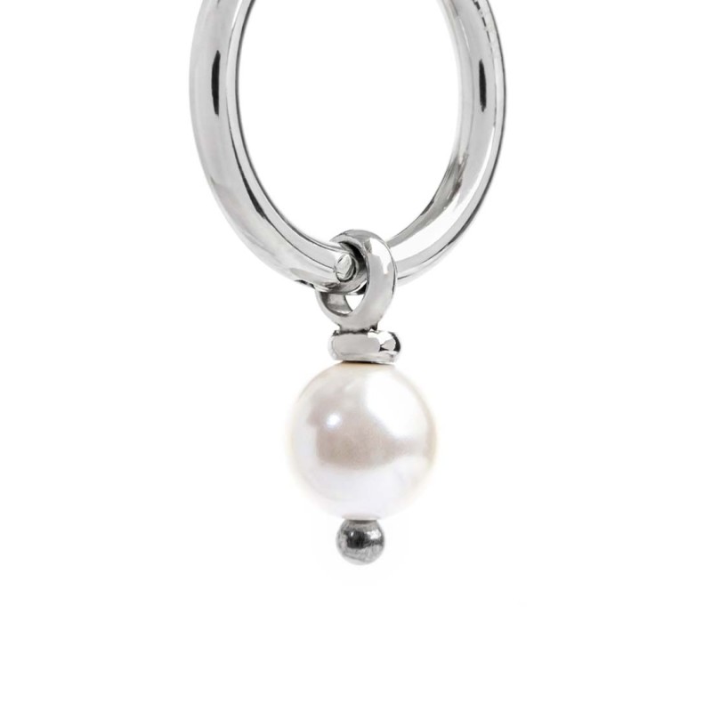 S.S SINGLE ROUND EAR WITH PENDANT PEARL S.steel single round earring 16 mm diameter 2 mm thickness, Marlù lasered logo on the c S.S SINGLE ROUND EAR WITH PENDANT PEARL S.steel single round earring 16 mm diameter 2 mm thickness, Marlù lasered logo on the c