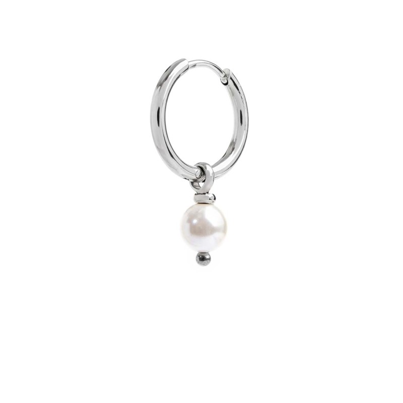 S.S SINGLE ROUND EAR WITH PENDANT PEARL S.steel single round earring 16 mm diameter 2 mm thickness, Marlù lasered logo on the c S.S SINGLE ROUND EAR WITH PENDANT PEARL S.steel single round earring 16 mm diameter 2 mm thickness, Marlù lasered logo on the c