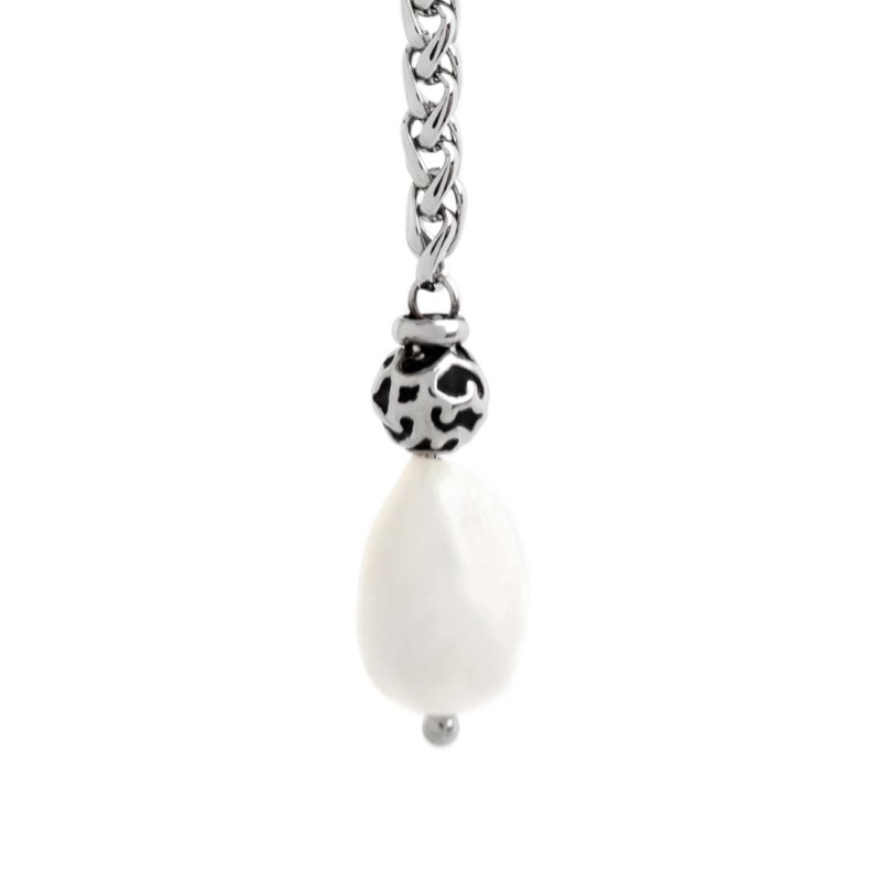 S.S SINGLE ROUND EAR SONAGLIO CHAIN AND PEARL PENDANT S.steel single round earring 16 mm diameter 2 mm thickness, pendant with: S.S SINGLE ROUND EAR SONAGLIO CHAIN AND PEARL PENDANT S.steel single round earring 16 mm diameter 2 mm thickness, pendant with: