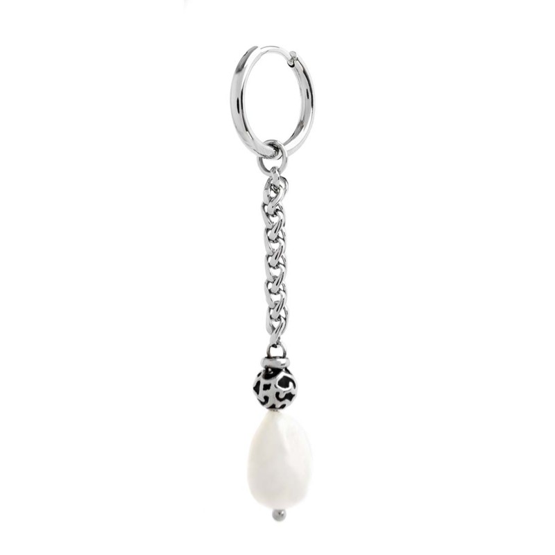 S.S SINGLE ROUND EAR SONAGLIO CHAIN AND PEARL PENDANT S.steel single round earring 16 mm diameter 2 mm thickness, pendant with: S.S SINGLE ROUND EAR SONAGLIO CHAIN AND PEARL PENDANT S.steel single round earring 16 mm diameter 2 mm thickness, pendant with: