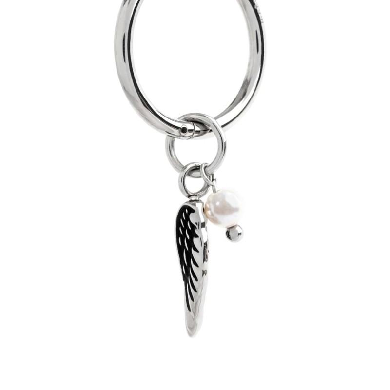 S.S SINGLE ROUND EAR WITH WING PENDANT S.steel single round earring 20 diameter 2 mm thickness, Marlù lasered logo on the side S.S SINGLE ROUND EAR WITH WING PENDANT S.steel single round earring 20 diameter 2 mm thickness, Marlù lasered logo on the side