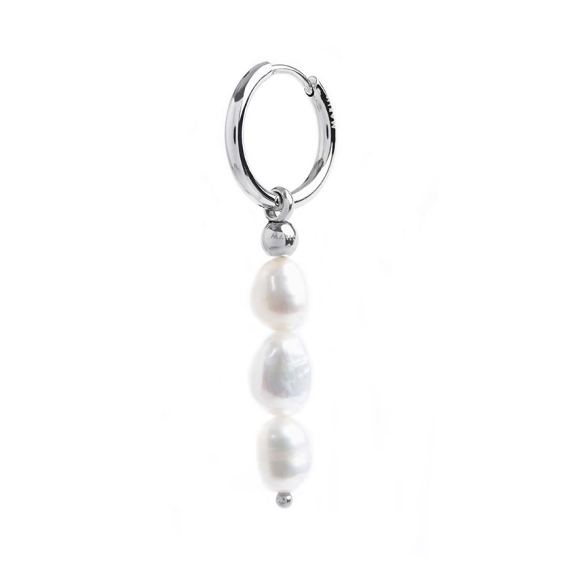 Orecchino Singolo A Cerchio Con Sfera E Pendente Piuma – Modello 13OR025-W, Gioiello Elegante E Originale