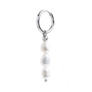 S.S SINGLE ROUND EAR WITH 3 PEND IRREGULAR PEARLS S.steel single round earring 16 mm diameter 2 mm thickness, Marlù lasered log S.S SINGLE ROUND EAR WITH 3 PEND IRREGULAR PEARLS S.steel single round earring 16 mm diameter 2 mm thickness, Marlù lasered log