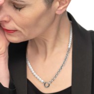 S.STEEL NECKLACE REGULAR PEARLS CHAIN S.steel necklace with regular pearls 6,20 mm diameter. At one end CHI0087-7 welded on s.st