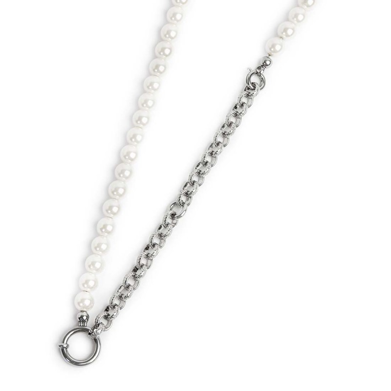 S.STEEL NECKLACE REGULAR PEARLS CHAIN S.steel necklace with regular pearls 6,20 mm diameter. At one end CHI0087-7 welded on s.st S.STEEL NECKLACE REGULAR PEARLS CHAIN S.steel necklace with regular pearls 6,20 mm diameter. At one end CHI0087-7 welded on s.st