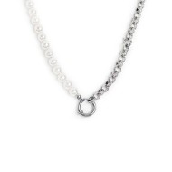 S.STEEL NECKLACE REGULAR PEARLS CHAIN S.steel necklace with regular pearls 6,20 mm diameter. At one end CHI0087-7 welded on s.st