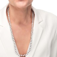 S.STEEL NECKLACE 600MM ROPE WITH PEARLS S.steel necklace with brown cotton rope 0,80 mm diameter with pearls 6,20 mm diameter. A