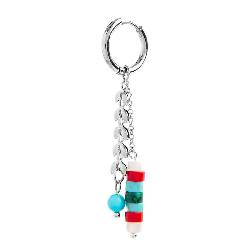 Orecchino a cerchio con doppio pendente Orecchino a cerchio con doppio pendente