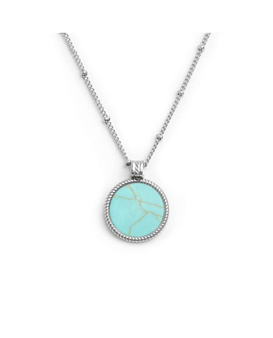 Collana catena grumetta con pendente turchese tondo