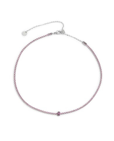 Collana tennis con zirconi e zircone centrale baguette