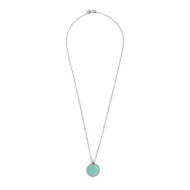 S.STEEL NECKLACE ROUND TURQUOISE PENDANT S.steel necklace with grumetta chain with balls 1,40 mm width, 0,80 mm thickness. Round