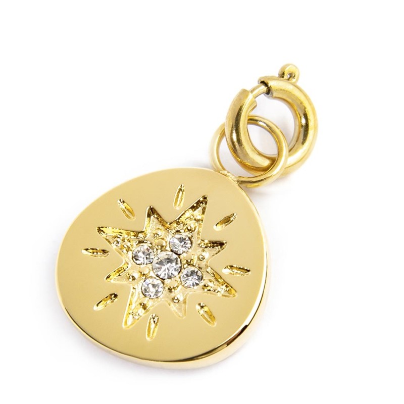 CHARM MEDAGLIETTA CON ROSA DEI VENTI E CRISTALLI