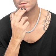 Collana con dischetti conchiglie bianche e turchesi