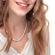 Collana con dischetti conchiglie bianche e turchesi