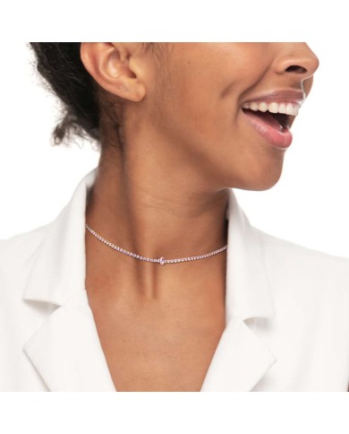 Collana tennis con zirconi e zircone centrale baguette
