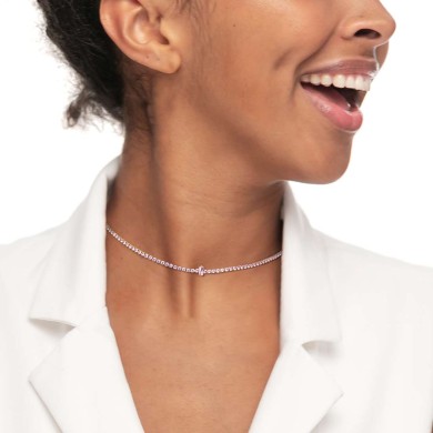 Collana tennis con zirconi e zircone centrale baguette Collana tennis con zirconi e zircone centrale baguette
