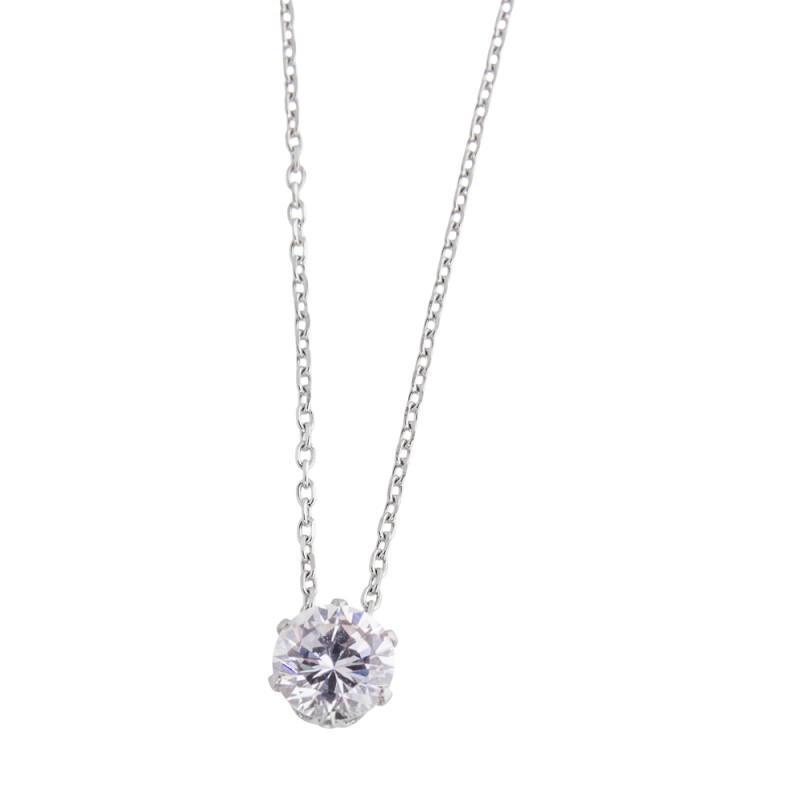 COLLANA ACCIAIO CON SOLITARIO 3 MM COLLANA ACCIAIO CON SOLITARIO 3 MM