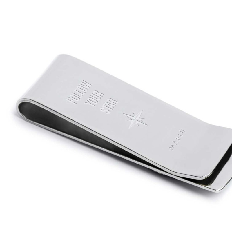 S.STEEL MONEY CLIP WIND ROSE S.steel money clip 51,90 mm*18,40 mm size, with wind rose 17 mm diameter by stamping with mat black S.STEEL MONEY CLIP WIND ROSE S.steel money clip 51,90 mm*18,40 mm size, with wind rose 17 mm diameter by stamping with mat black