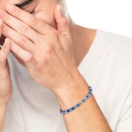 Bracciale con rondelle in pietra ed elementi in ematite